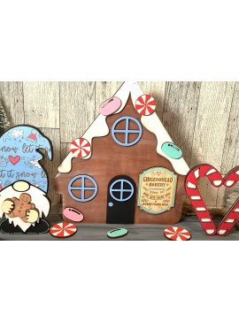 Intra απο ξύλο plywood 3mm-4mm πάχος - Gngerbread Gnome με House Laser  Δίασταση 30x20 cm INTRAFABR-44637561