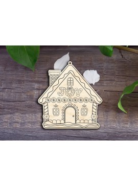 Σετ των 3 Intra απο ξύλο plywood 3mm-4mm πάχος - Χριστουγεννιάτικο Στολίδι Gingerbread House 2 Δίασταση 6x6 cm INTRAFABR-31814529