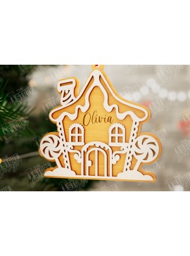 Σετ των 3 Intra απο ξύλο plywood 3mm-4mm πάχος - Gingerbread House | Χριστουγεννιάτικη διακόσμηση Δίασταση 6x6 cm INTRAFABR-106015818