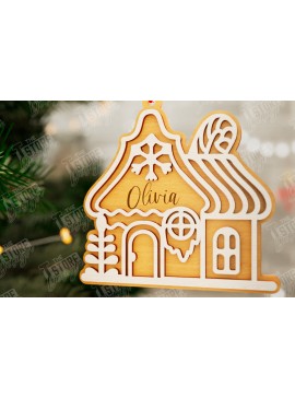 Σετ των 3 Intra απο ξύλο plywood 3mm-4mm πάχος - Gingerbread House | Χριστουγεννιάτικη διακόσμηση Δίασταση 6x6 cm INTRAFABR-106015821