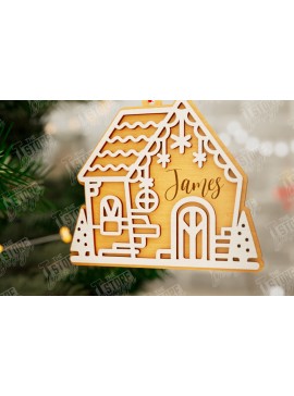 Σετ των 3 Intra απο ξύλο plywood 3mm-4mm πάχος - Gingerbread House | Χριστουγεννιάτικη διακόσμηση Δίασταση 6x6 cm INTRAFABR-106015830