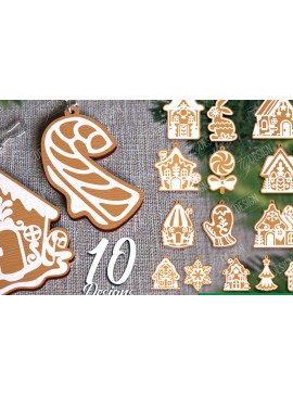 Σετ των 3 Intra απο ξύλο plywood 3mm-4mm πάχος - Gingerbread House Earrings Bundle | CNC Δίασταση 3x3 cm INTRAFABR-107025479