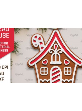 Intra απο ξύλο plywood 3mm-4mm πάχος - Σχέδιο κοπής με λέιζερ Σπίτι μελόψωμο Δίασταση 30x20 cm INTRAFABR-105130076