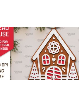 Σετ των 2 Intra απο ξύλο plywood 3mm-4mm πάχος - Σχέδιο κοπής με λέιζερ Σπίτι μελόψωμο Δίασταση 30x20 cm INTRAFABR-105130117