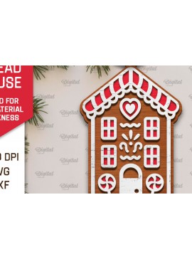 Σετ των 2 Intra απο ξύλο plywood 3mm-4mm πάχος - Σχέδιο κοπής με λέιζερ Σπίτι μελόψωμο Δίασταση 30x20 cm INTRAFABR-105130155