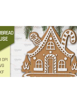 Σετ των 2 Intra απο ξύλο plywood 3mm-4mm πάχος - Σχέδιο κοπής με λέιζερ Σπίτι μελόψωμο Δίασταση 30x20 cm INTRAFABR-102463014