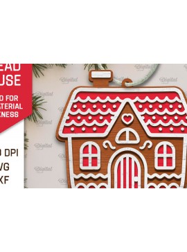 Intra απο ξύλο plywood 3mm-4mm πάχος - Σχέδιο κοπής με λέιζερ Σπίτι μελόψωμο Δίασταση 30x20 cm INTRAFABR-105130205