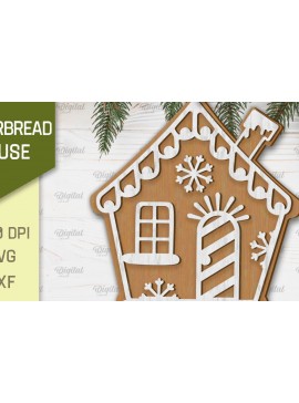 Σετ των 2 Intra απο ξύλο plywood 3mm-4mm πάχος - Σχέδιο κοπής με λέιζερ Σπίτι μελόψωμο Δίασταση 30x20 cm INTRAFABR-102463034