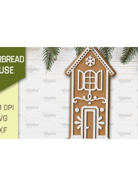 Σετ των 2 Intra απο ξύλο plywood 3mm-4mm πάχος - Σχέδιο κοπής με λέιζερ Σπίτι μελόψωμο Δίασταση 30x20 cm INTRAFABR-102463056