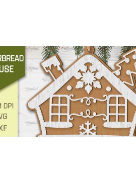 Σετ των 2 Intra απο ξύλο plywood 3mm-4mm πάχος - Σχέδιο κοπής με λέιζερ Σπίτι μελόψωμο Δίασταση 30x20 cm INTRAFABR-102463070