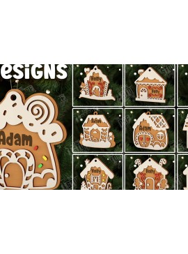 Σετ των 3 Intra απο ξύλο plywood 3mm-4mm πάχος - Πακέτο στολίδι με μελόψωμο | CNC Δίασταση 6x6 cm INTRAFABR-106125640