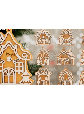 Σετ των 3 Intra απο ξύλο plywood 3mm-4mm πάχος - Πακέτο στολίδι με μελόψωμο | CNC Δίασταση 6x6 cm INTRAFABR-106016579