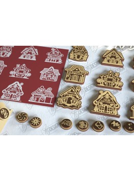 Σετ των 2 Intra απο ξύλο plywood 3mm-4mm πάχος - Πακέτο γραμματοσήμων με μελόψωμο | Χριστούγεννα Δίασταση 15x15 cm INTRAFABR-107441269