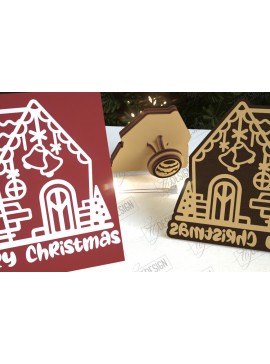 Σετ των 2 Intra απο ξύλο plywood 3mm-4mm πάχος - Σφραγίδα Gingerbread House |Χριστουγεννιάτικη σφραγίδα Δίασταση 15x15 cm INTRAFABR-107440899
