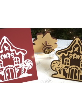 Σετ των 2 Intra απο ξύλο plywood 3mm-4mm πάχος - Σφραγίδα Gingerbread House |Χριστουγεννιάτικη σφραγίδα Δίασταση 15x15 cm INTRAFABR-107440715