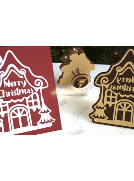 Σετ των 2 Intra απο ξύλο plywood 3mm-4mm πάχος - Σφραγίδα Gingerbread House |Χριστουγεννιάτικη σφραγίδα Δίασταση 15x15 cm INTRAFABR-107440865