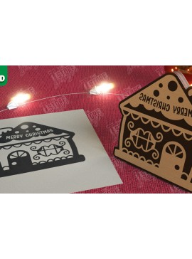 Σετ των 2 Intra απο ξύλο plywood 3mm-4mm πάχος - Σφραγίδα Gingerbread House |Χριστουγεννιάτικη εκτύπωση| CNC Δίασταση 15x15 cm INTRAFABR-106527623