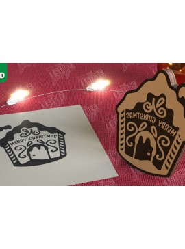 Σετ των 2 Intra απο ξύλο plywood 3mm-4mm πάχος - Σφραγίδα Gingerbread House |Χριστουγεννιάτικη εκτύπωση| CNC Δίασταση 15x15 cm INTRAFABR-106527649