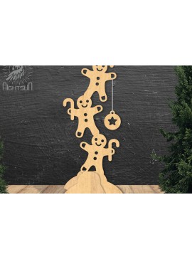 Σετ των 2 Intra απο ξύλο plywood 3mm-4mm πάχος - Gingerbread Laser Cut Decor Home  Δίασταση 20x20 cm INTRAFABR-112551691