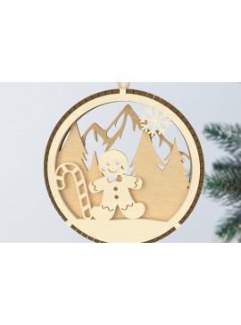 Σετ των 3 Intra απο ξύλο plywood 3mm-4mm πάχος - Στολίδι με μελόψωμο και ζαχαροκάλαμο Δίασταση 6x6 cm INTRAFABR-107963669