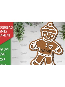 Σετ των 2 Intra απο ξύλο plywood 3mm-4mm πάχος - Gingerbread Man . Οικογένεια μελόψωμο Δίασταση 30x20 cm INTRAFABR-102233747