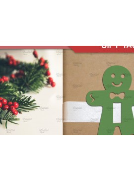 Σετ των 2 Intra απο ξύλο plywood 3mm-4mm πάχος - Gingerbread Man. Ετικέτα δώρου Χριστουγεννιάτικη κορδέλα Δίασταση 15x15 cm INTRAFABR-83081121