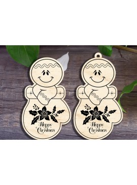 Σετ των 2 Intra απο ξύλο plywood 3mm-4mm πάχος - Gingerbread Men Καλά Χριστούγεννα Δίασταση 20x20 cm INTRAFABR-29931124