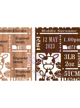 Σετ των 2 Intra απο ξύλο plywood 3mm-4mm πάχος -  κοπής  Stats Baby Giraffe Δίασταση 30x20 cm INTRAFABR-69442315