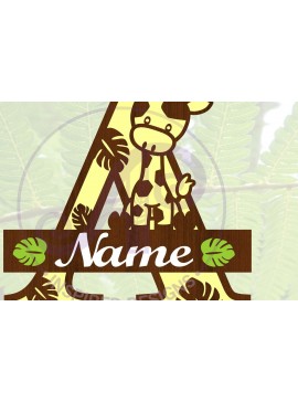 Σετ των 2 Intra απο ξύλο plywood 3mm-4mm πάχος - Μονόγραμμα  με κεφαλαίο καμηλοπάρδαλη Δίασταση 30x20 cm INTRAFABR-69376573