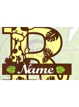 Intra απο ξύλο plywood 3mm-4mm πάχος - Giraffe Capital R Μονόγραμμα  Δίασταση 30x20 cm INTRAFABR-69377396