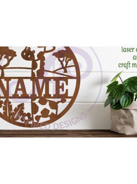 Σετ των 2 Intra απο ξύλο plywood 3mm-4mm πάχος - Σημάδι ονόματος καμηλοπάρδαλης  Laser Δίασταση 30x20 cm INTRAFABR-103266630