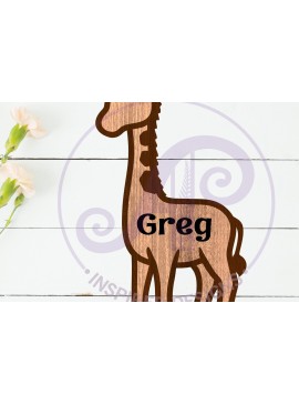 Σετ των 2 Intra απο ξύλο plywood 3mm-4mm πάχος - Πινακίδα ονόματος δύο επιπέδων περίγραμμα καμηλοπάρδαλης Δίασταση 30x20 cm INTRAFABR-110946651