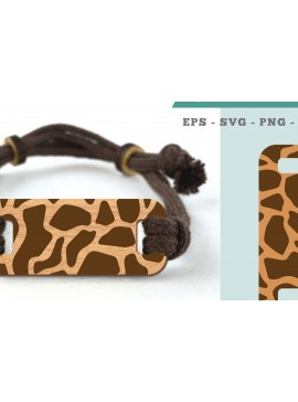 Σετ των 3 Intra απο ξύλο plywood 3mm-4mm πάχος - Βραχιόλι κοπής με λέιζερ Giraffe Texture  Δίασταση 4x4 cm INTRAFABR-105089821