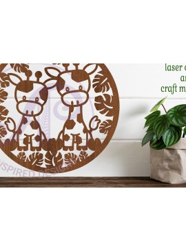 Intra απο ξύλο plywood 3mm-4mm πάχος - Επιγραφή τοίχου Giraffes,  . Διάνυσμα Δίασταση 40x50 cm INTRAFABR-79111378