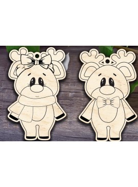 Σετ των 3 Intra απο ξύλο plywood 3mm-4mm πάχος - Στολίδια από τάρανδο για κορίτσι και αγόρι Δίασταση 6x6 cm INTRAFABR-29977823