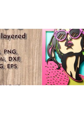 Σετ των 3 Intra απο ξύλο plywood 3mm-4mm πάχος - Αρχεία λέιζερ πολλαπλών επιπέδων Girl Boss 3D  Δίασταση 3x7 cm INTRAFABR-109489525