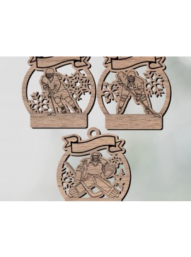 Σετ των 3 Intra απο ξύλο plywood 3mm-4mm πάχος - Στολίδι χόκεϋ κοριτσιών  για  Δίασταση 6x6 cm INTRAFABR-112217184