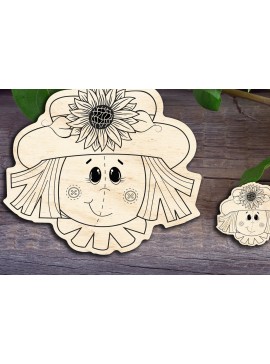 Σετ των 3 Intra απο ξύλο plywood 3mm-4mm πάχος - Girls Scarecrow V1 Δίασταση 20x20 cm INTRAFABR-30241362