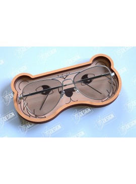 Σετ των 2 Intra απο ξύλο plywood 3mm-4mm πάχος - Θήκη γυαλιών Laser Cut |Bear Face |CNC Δίασταση 20x20 cm INTRAFABR-98990532