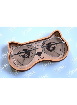 Σετ των 2 Intra απο ξύλο plywood 3mm-4mm πάχος - θήκης γυαλιών | Πρόσωπο Γάτας |CNC Δίασταση 20x20 cm INTRAFABR-98990352