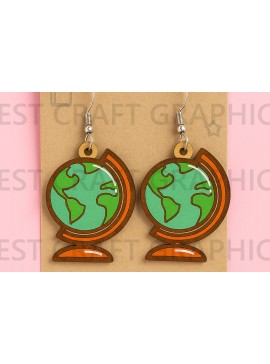 Σετ των 3 Intra απο ξύλο plywood 3mm-4mm πάχος - Globe Earrings – Γεωγραφία Class  Δίασταση 3x3 cm INTRAFABR-124956686
