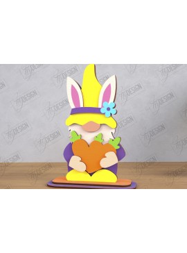 Σετ των 3 Intra απο ξύλο plywood 3mm-4mm πάχος - Gnome Bunny Πάσχα | Πασχαλινό λαγουδάκι | CNC Δίασταση 15x15 cm INTRAFABR-118346852