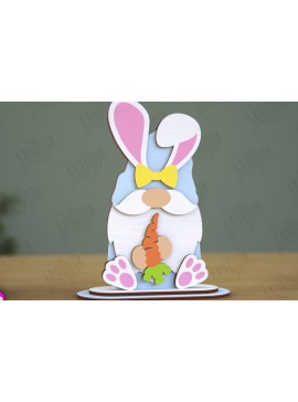 Σετ των 3 Intra απο ξύλο plywood 3mm-4mm πάχος - Gnome Bunny Πάσχα | Πασχαλινό λαγουδάκι | CNC Δίασταση 15x15 cm INTRAFABR-117956061