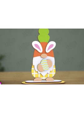 Σετ των 2 Intra απο ξύλο plywood 3mm-4mm πάχος - Gnome Bunny Πάσχα | Πασχαλινό λαγουδάκι | CNC Δίασταση 15x15 cm INTRAFABR-117956073