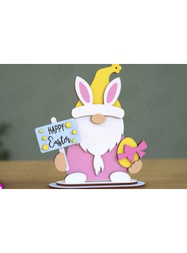 Σετ των 2 Intra απο ξύλο plywood 3mm-4mm πάχος - Gnome Bunny Πάσχα | Πασχαλινό λαγουδάκι | CNC Δίασταση 15x15 cm INTRAFABR-118346247