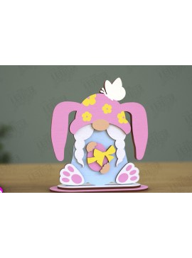 Σετ των 2 Intra απο ξύλο plywood 3mm-4mm πάχος - Gnome Bunny Πάσχα | Πασχαλινό λαγουδάκι | CNC Δίασταση 15x15 cm INTRAFABR-118346250