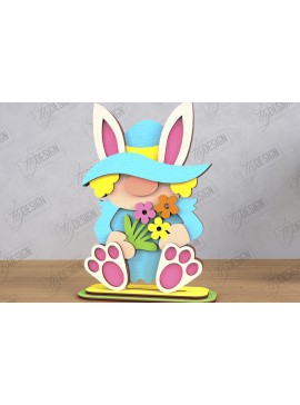 Σετ των 2 Intra απο ξύλο plywood 3mm-4mm πάχος - Gnome Bunny Πάσχα | Διακόσμηση σπιτιού | CNC Δίασταση 15x15 cm INTRAFABR-117953049