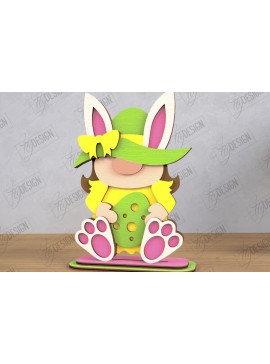 Σετ των 2 Intra απο ξύλο plywood 3mm-4mm πάχος - Gnome Bunny Πάσχα | Διακόσμηση σπιτιού | CNC Δίασταση 15x15 cm INTRAFABR-117953054