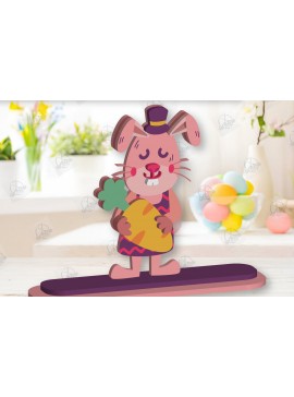 Σετ των 2 Intra απο ξύλο plywood 3mm-4mm πάχος - Gnome Bunny Πασχαλινό Laser Cut  Δίασταση 15x15 cm INTRAFABR-118692299