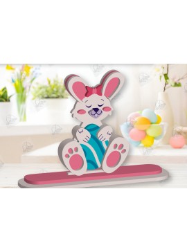 Σετ των 2 Intra απο ξύλο plywood 3mm-4mm πάχος - Gnome Bunny Πασχαλινό Laser Cut  Δίασταση 15x15 cm INTRAFABR-118692291